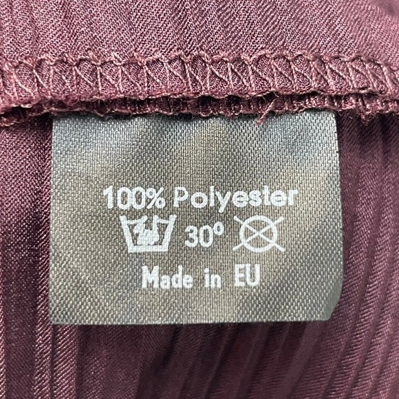 Mashiah Pleated Midi Dress Burgundy V Neck Dolman Sleeve Womens Size M Artsy - Picture 7 of 7